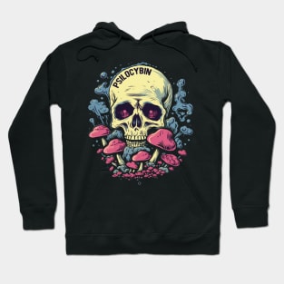 Psilocybin Tripping Skull with Mushrooms Hoodie